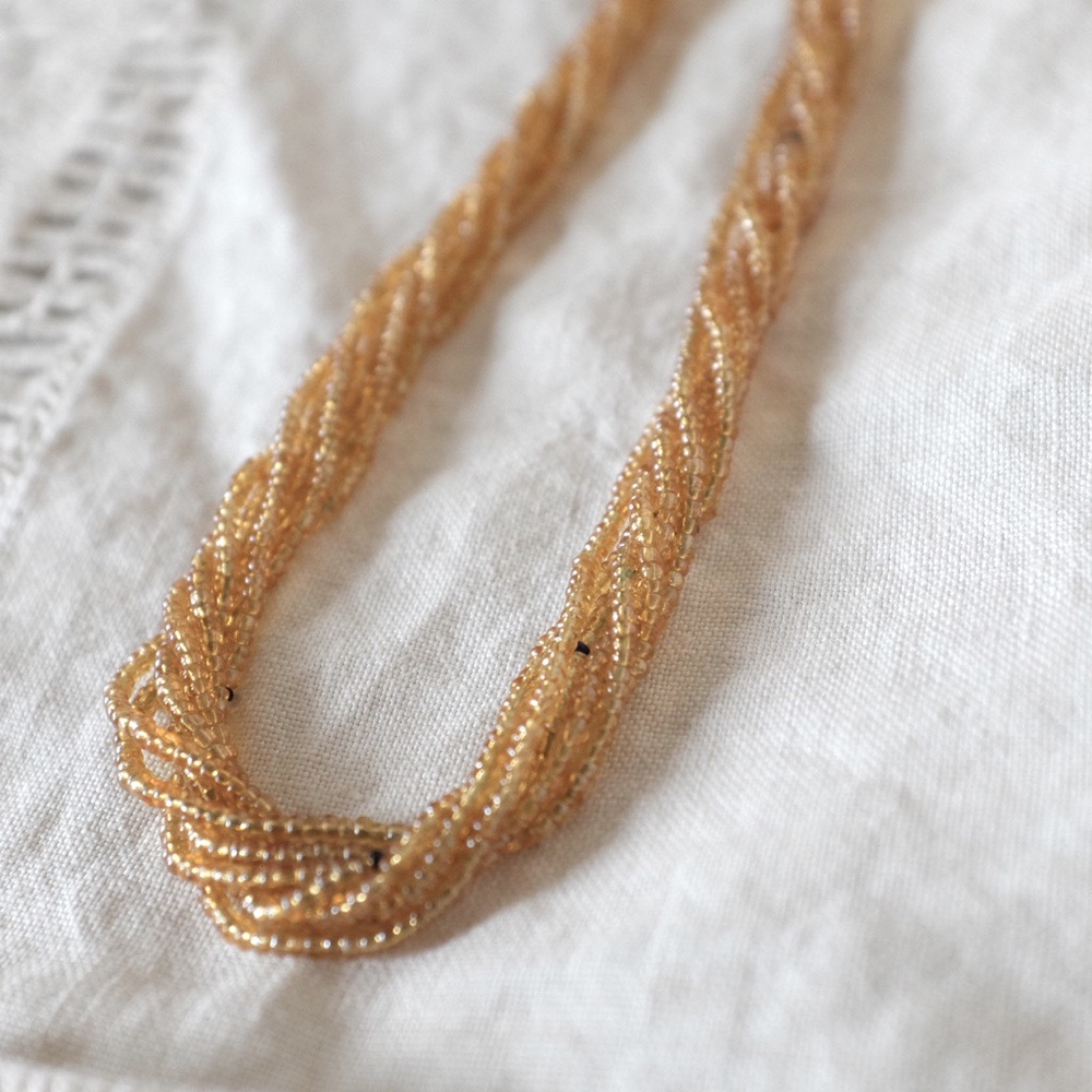 VINTAGE Yellow Beaded Necklace